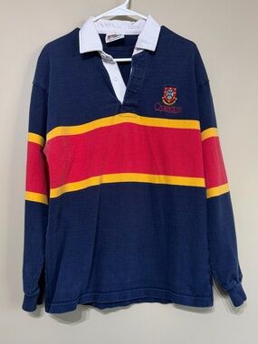 Vintage 90’s Barbarian Rugby Wear Queens University Heavy Cotton Rugby Shirt